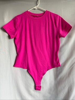 Fuchsia Short Sleeve Crew Neck Bodysuit